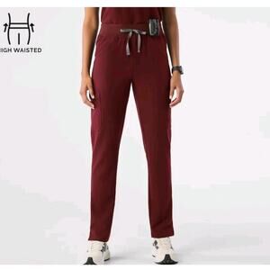 Figs Women's Yola High-Waisted Skinny Burgundy Medical Scrub Pants Size XS